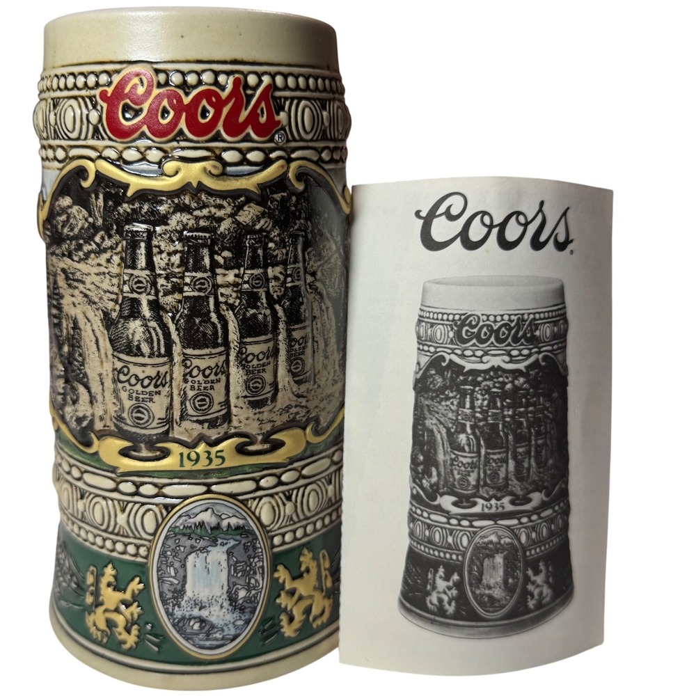Coors 1990 Beer Stein 1935 Print Advertisement Ceramarte Brazil Collector